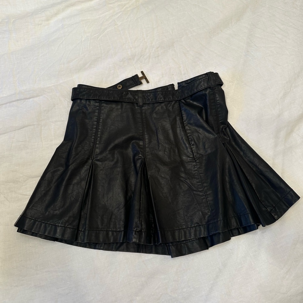Free People Pleated Leather Mini Skirt Size 6 - Picture 4 of 4